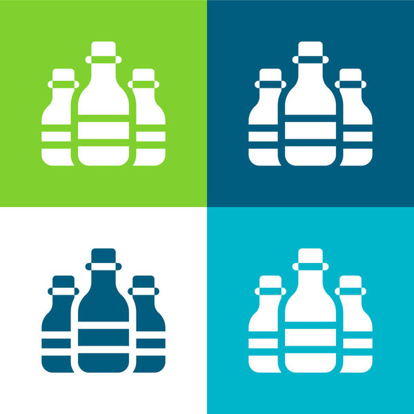 Пивная бутылка Плоская четырехцветная минимальная иконка