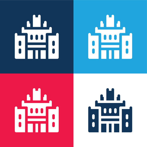 Африканский дом наследия синий и красный четыре цвета минимальный набор значков