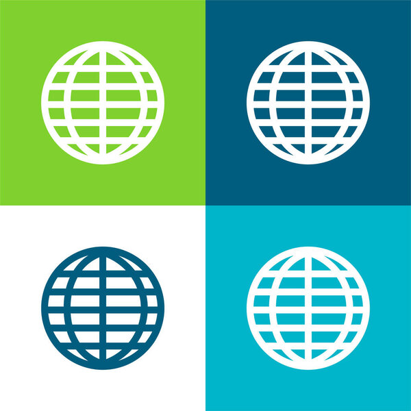 Big Globe Grid Flat four color minimal icon set