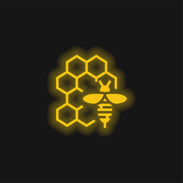 Apitherapy yellow glowing neon icon