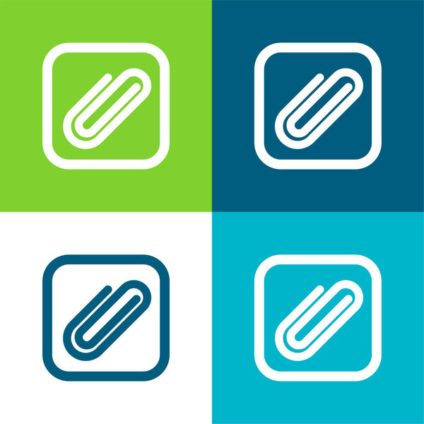 Attach Button Flat four color minimal icon set