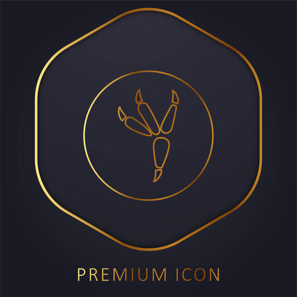 Bird Footprint On Circle golden line premium logo or icon