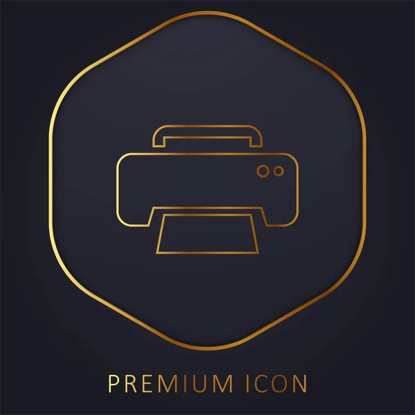 Símbolo Interfaz Impresión Negra Logotipo Icono Premium Línea Dorada — Vector de stock
