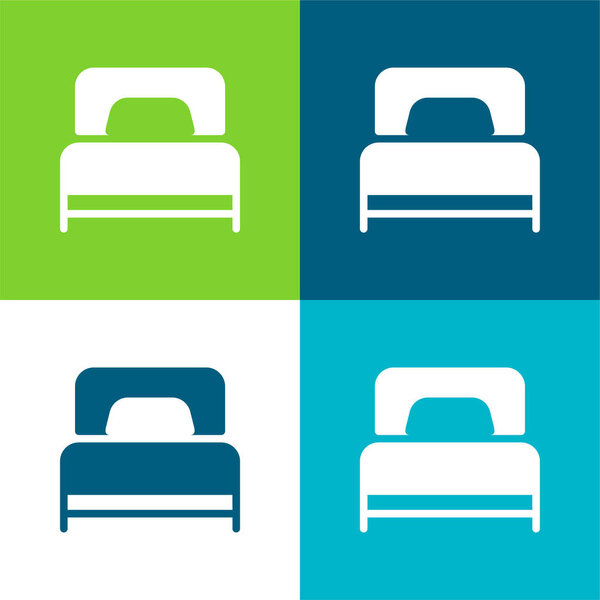 Bed Flat four color minimal icon set