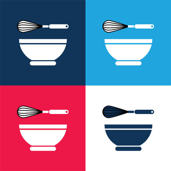 Bowl blue and red four color minimal icon set