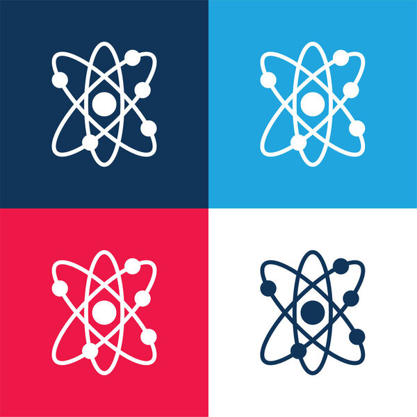 Atom blue and red four color minimal icon set