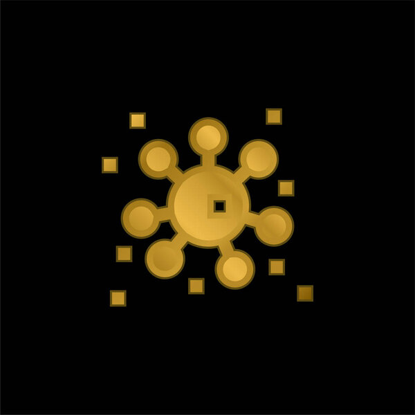 Позолоченная бактерия металлическая икона или вектор логотипа
