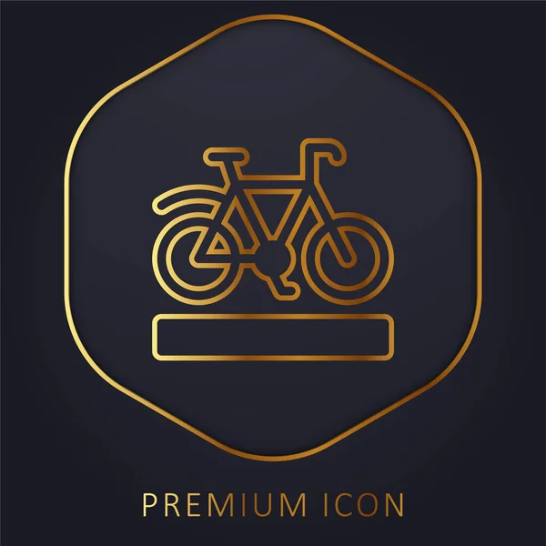 Bicicleta Lane Linha Dourada Logotipo Premium Ícone —  Vetores de Stock