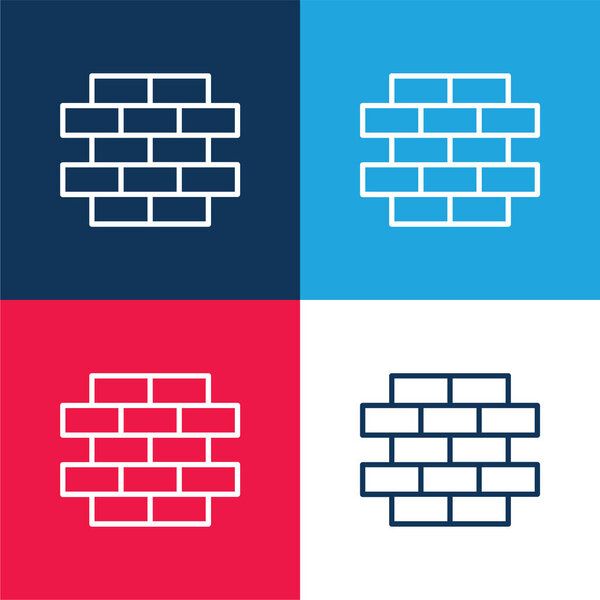 Brickwall blue and red four color minimal icon set