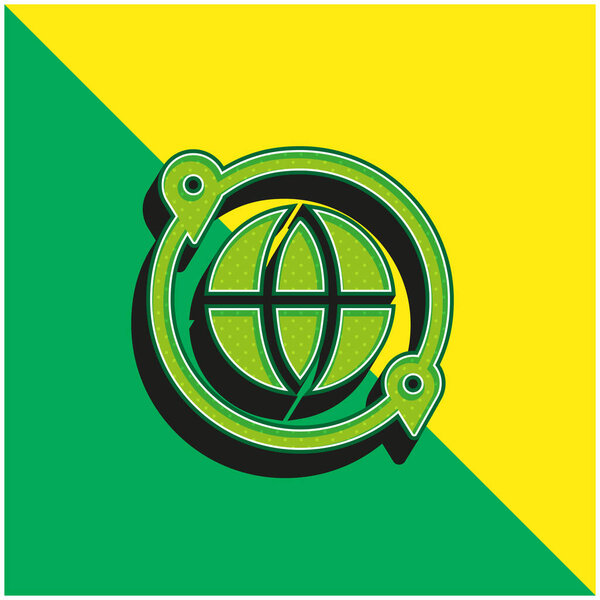 Around The World Green and yellow modern 3d vector icon logo