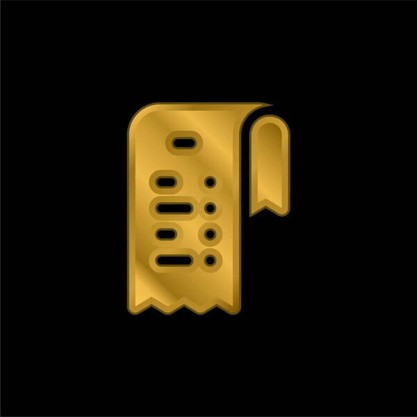 Bill gold plated metalic icon or logo vector