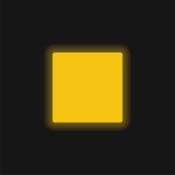 Черный квадрат Желтый светящийся неоновый значок