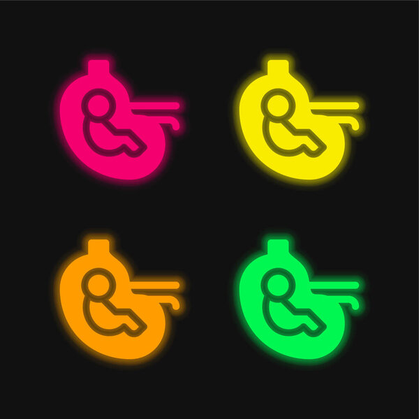 Baby four color glowing neon vector icon
