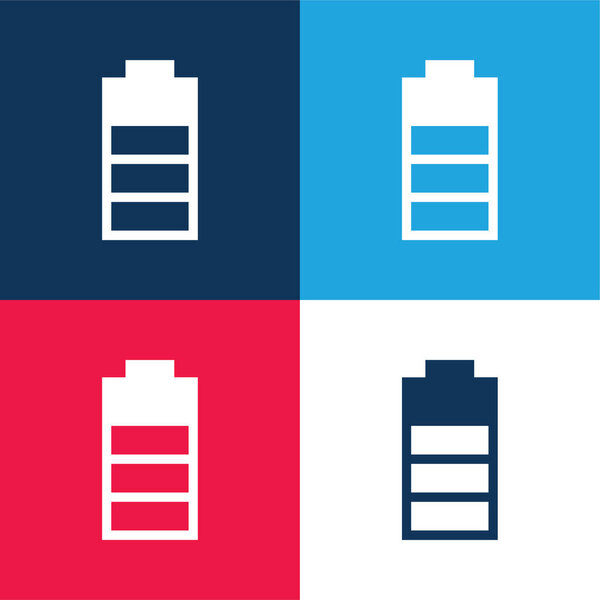 Battery Status With Three Quarters Of The Charge blue and red four color minimal icon set