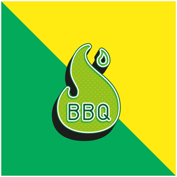Bbq Green and yellow modern 3d vector icon logo