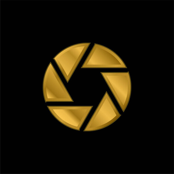 Aperture gold plated metalic icon or logo vector