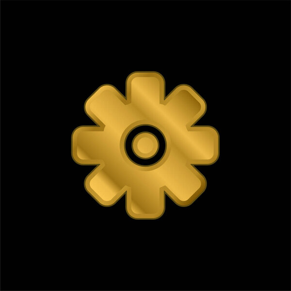 Big Cogwheel gold plated metalic icon or logo vector