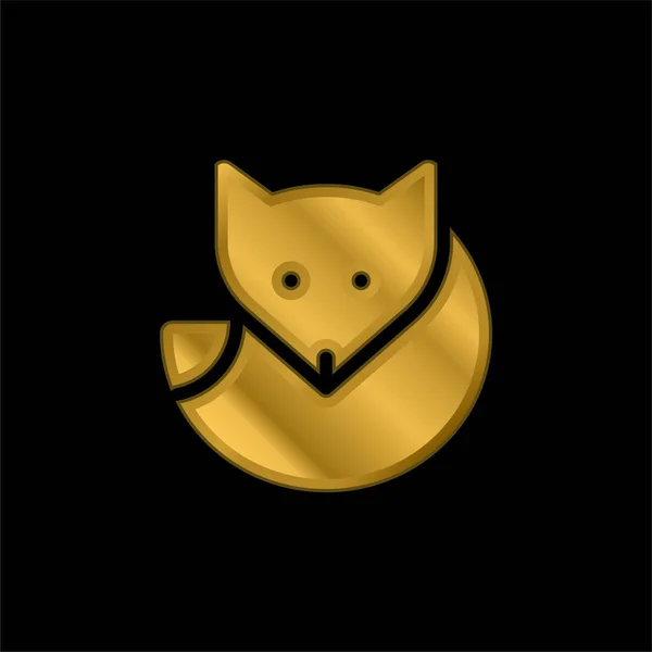 stock vector Arctic Fox gold plated metalic icon or logo vector