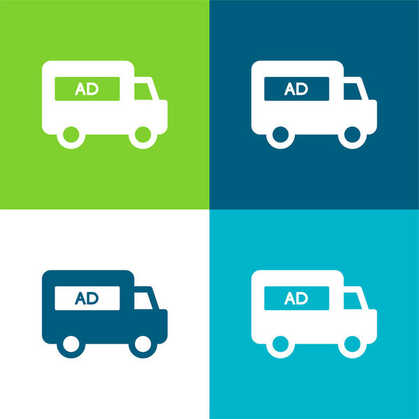 AD Van Flat four color minimal icon set