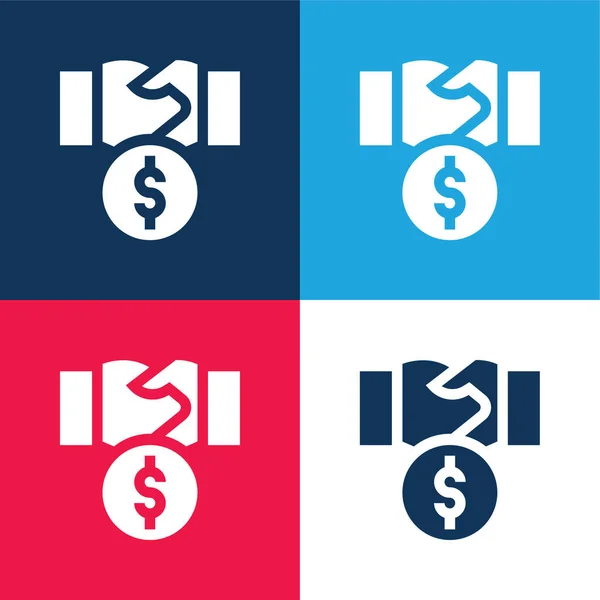 Corruzione Blu Rosso Quattro Colori Set Icona Minima — Vettoriale Stock