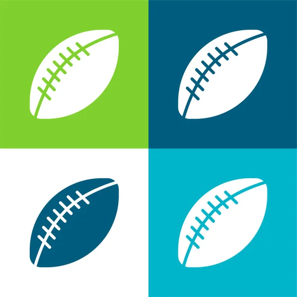 American Football Flat Four Color Minimal Icon Set — Stock Vector