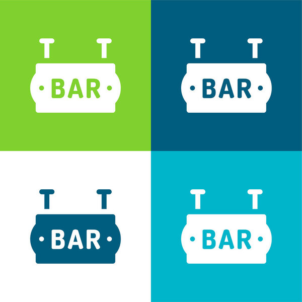 Bar Flat four color minimal icon set