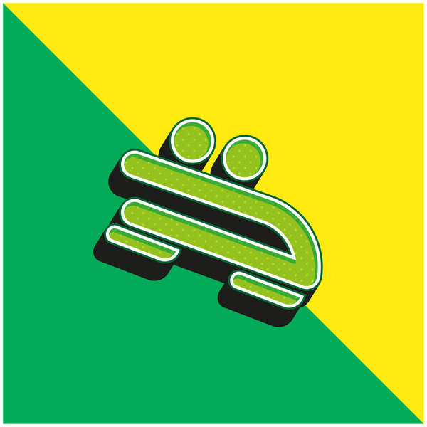 Bobsled Green and yellow modern 3d vector icon logo