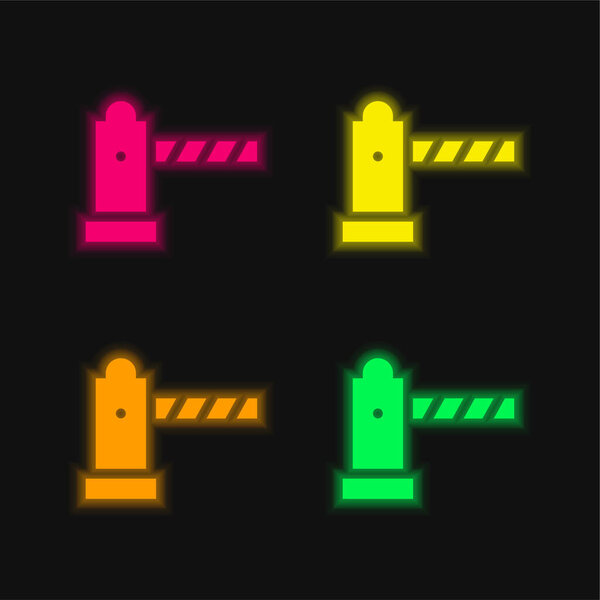 Barrier four color glowing neon vector icon