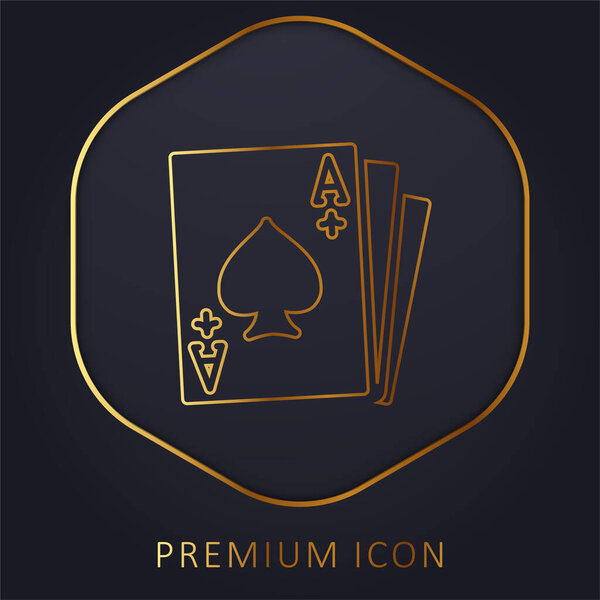 Ace Of Spades golden line premium logo or icon