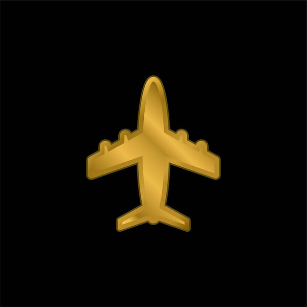 Позолоченная икона авиалайнера или вектор логотипа