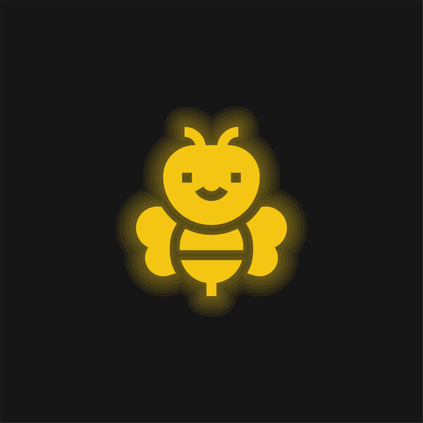 Bee yellow glowing neon icon