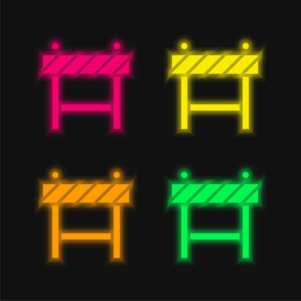 Barrier four color glowing neon vector icon