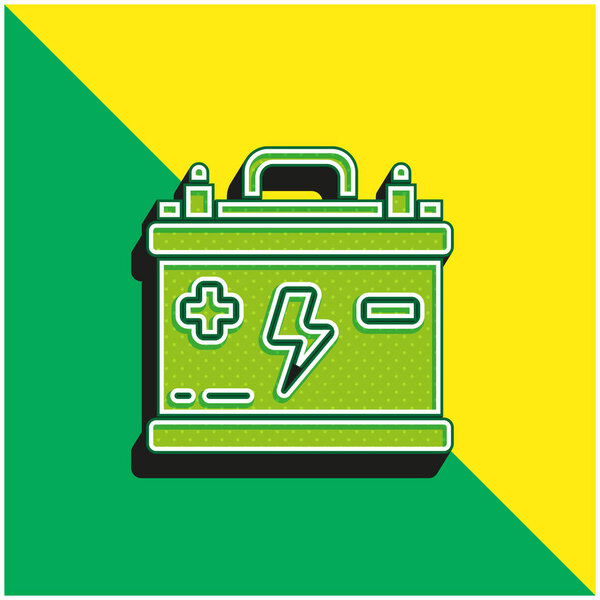 Батарея Зеленый и желтый современный 3d логотип вектора