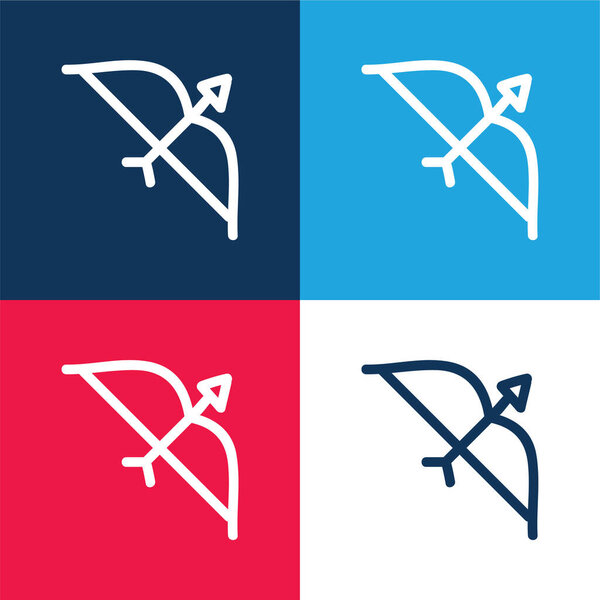 Arch With Arrow, Drawn Tool синий и красный четыре цвета минимальный набор значков