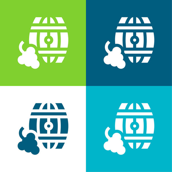 Barrel Flat four color minimal icon set