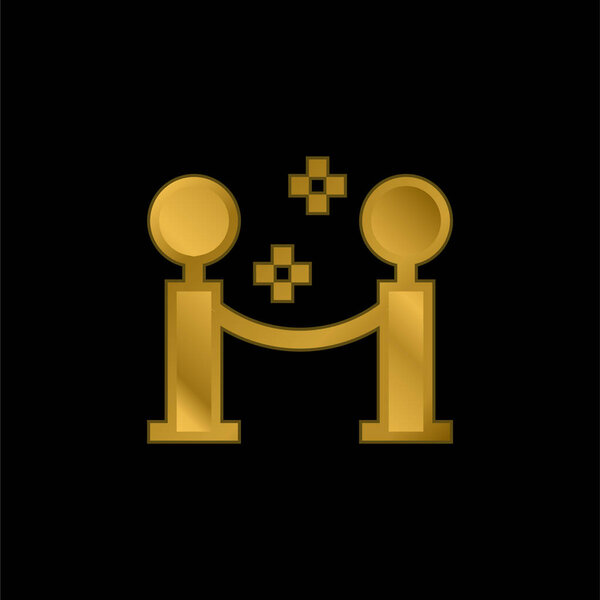 Barrera Chapado Oro Icono Metálico Logo Vector — Vector de stock