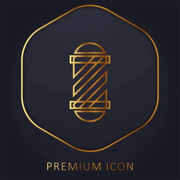 Barber Pole Línea Dorada Logotipo Premium Icono — Archivo Imágenes Vectoriales