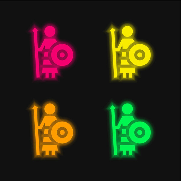 Athena four color glowing neon vector icon