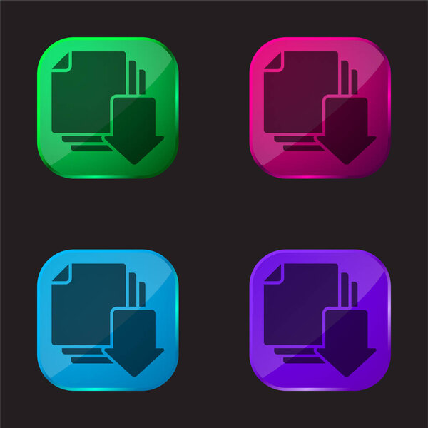 Arrow four color glass button icon