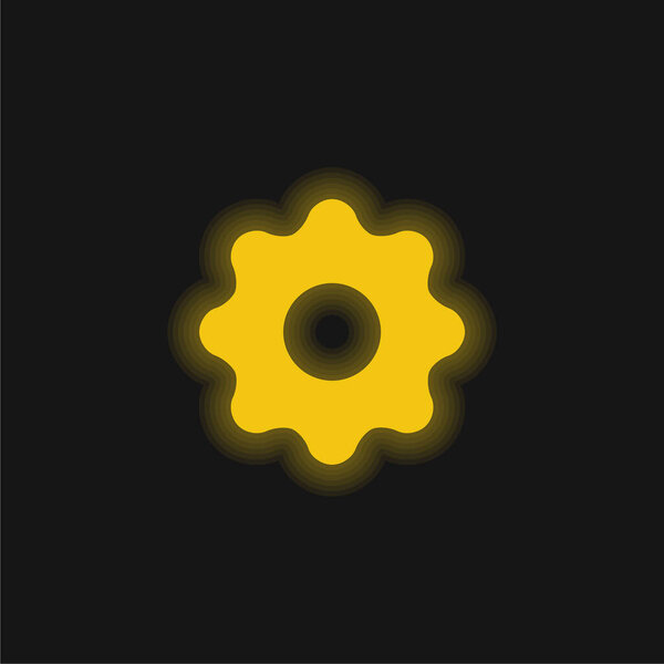 Черная кнопка желтый светящийся неоновый значок