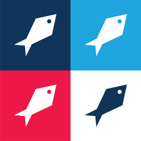 Угловой рыба синий и красный четыре цвета минимальный набор значков