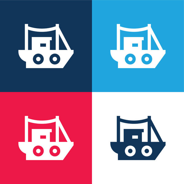 Лодка синий и красный четыре цвета минимальный набор значков