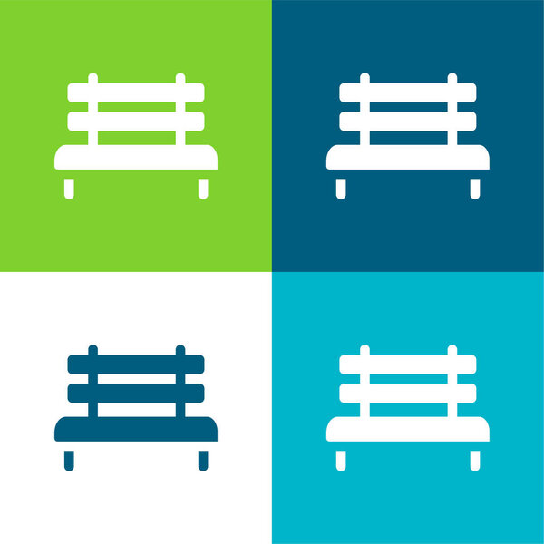 Bench Flat four color minimal icon set