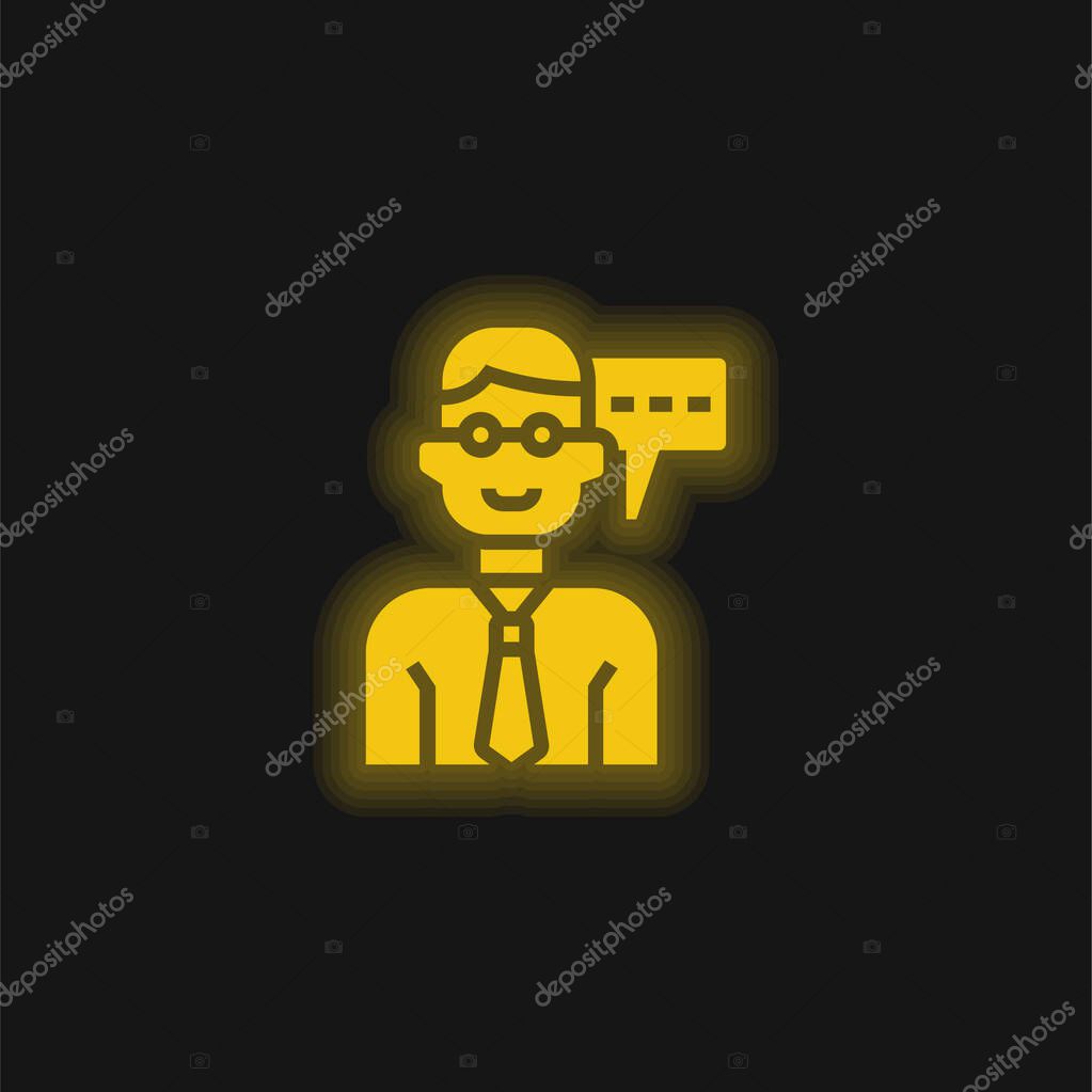 Advisory yellow glowing neon icon