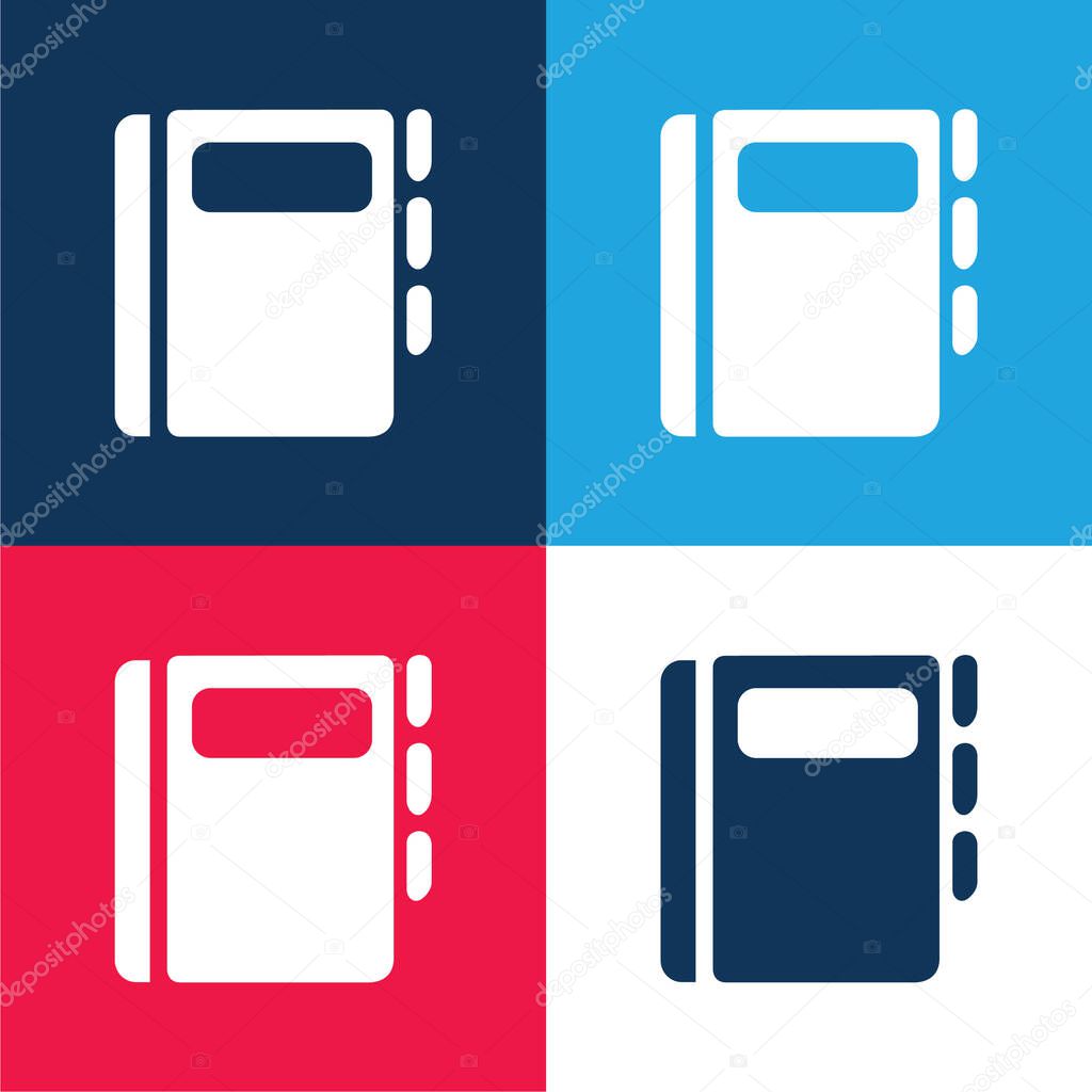 Agenda Book blue and red four color minimal icon set