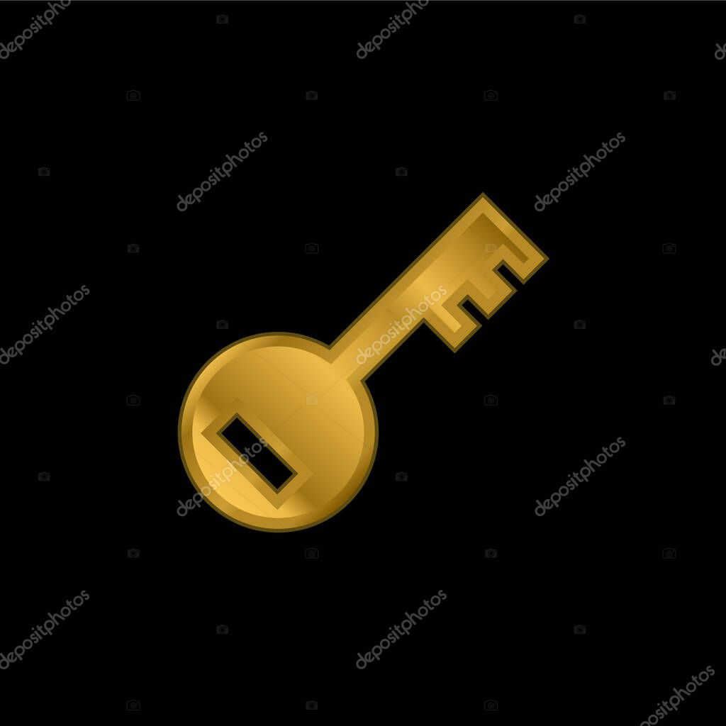 Account PassKey gold plated metalic icon or logo vector