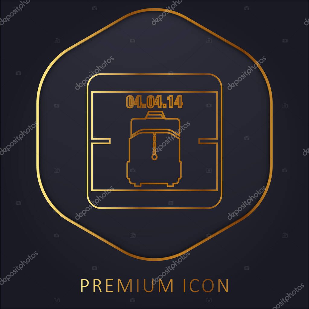 April 4 Of 2014 Calendar Page With Travel Bag Reminder Symbol golden line premium logo or icon