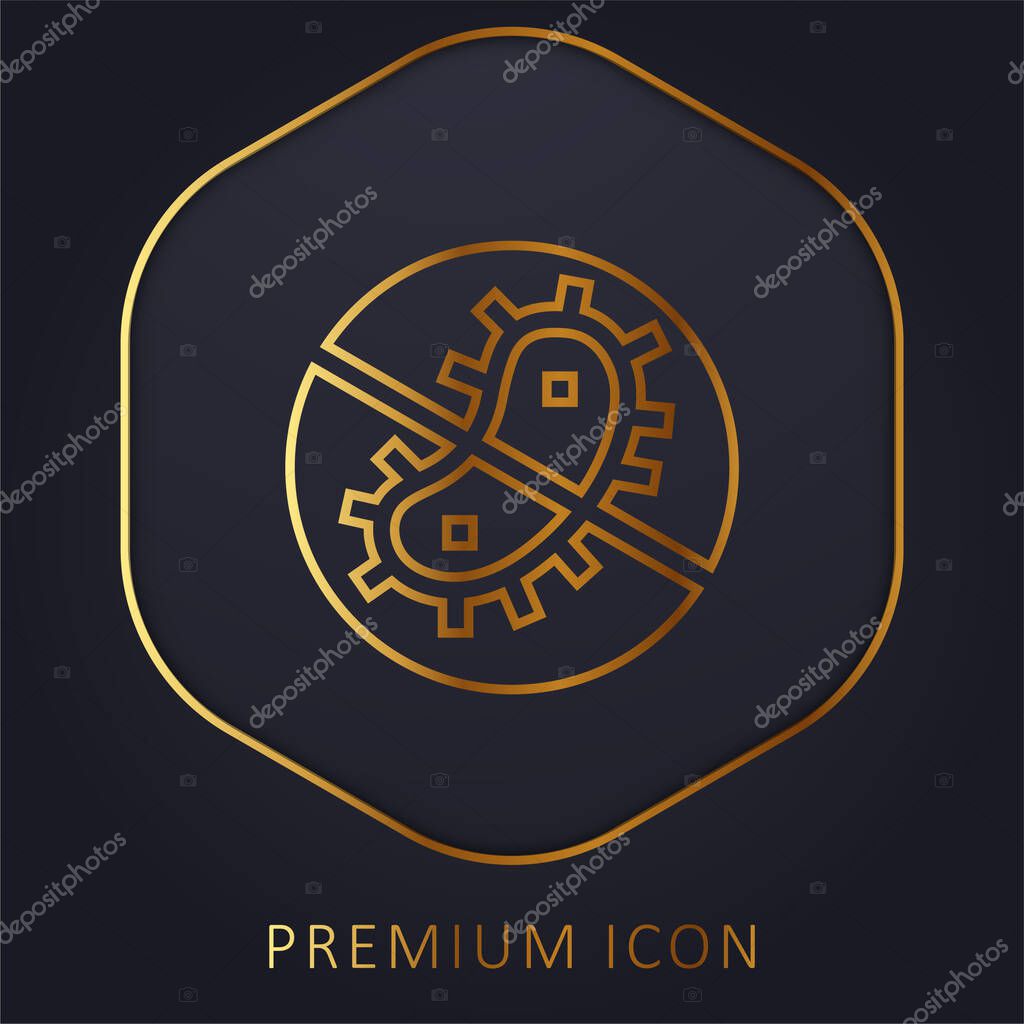 Bacteria golden line premium logo or icon