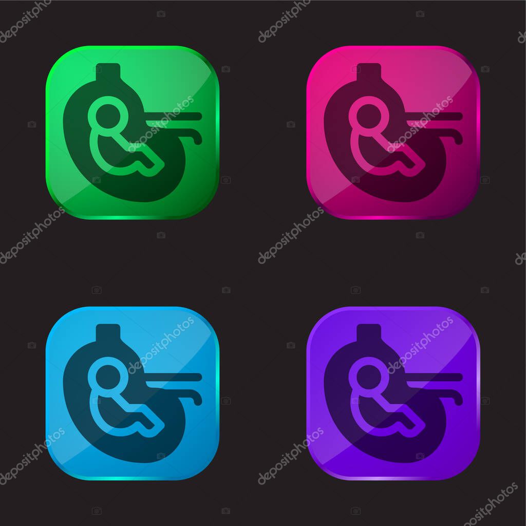 Baby four color glass button icon