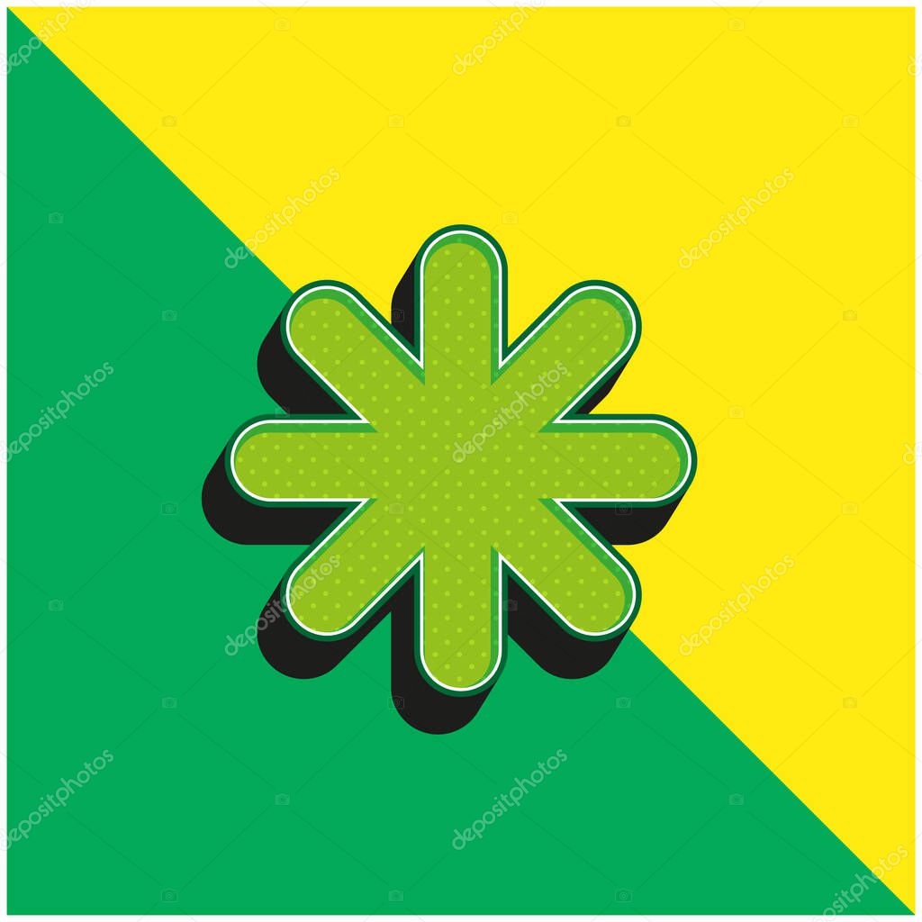 Asterisk Black Star Shape Green and yellow modern 3d vector icon logo